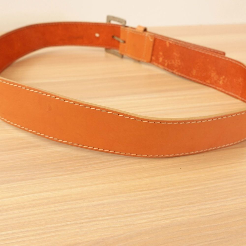 Brown Leather Belt Men 32 Basic Solid Stylish Pre… - image 4